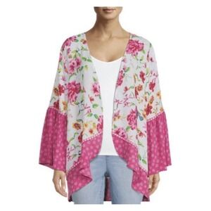 The Pioneer Woman Floral Kimono Cardigan XXL XXXL Flounce Sleeve Boho Topper